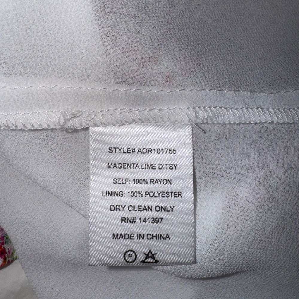 Astr Floral Print Puff Sleeve Dress Magenta Lime Ditsy XS - Picture 14 of 14